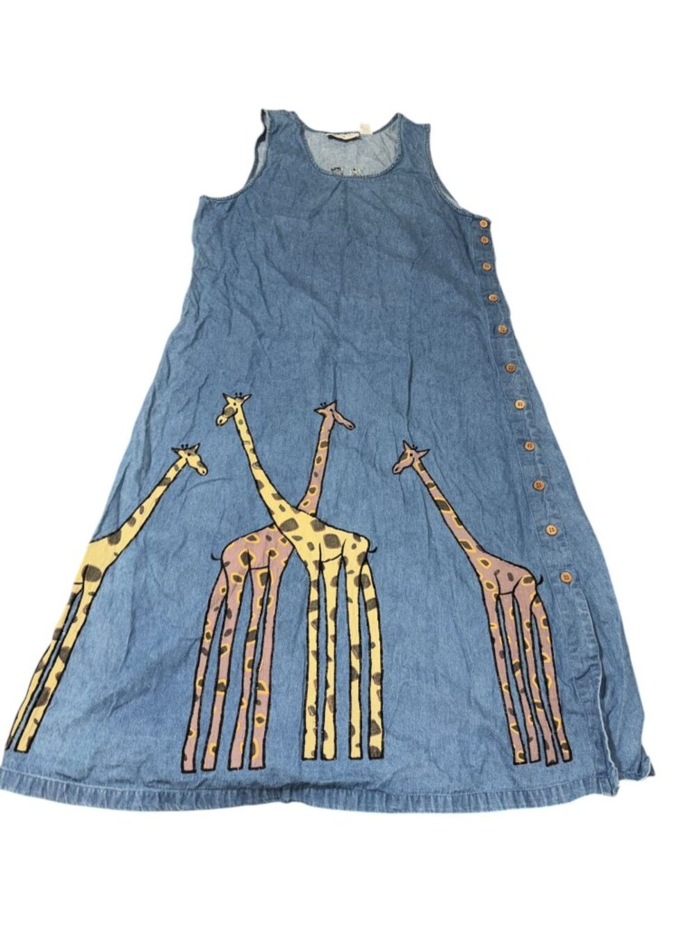 Bedford Fair Lifestyles XL Denim Sleeveless Maxi Dress Giraffes - Picture 1 of 7